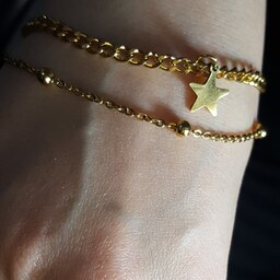 دستبند زنانه ستاره استیل ضد حساسیت رنگ ثابت روکش طلا کد(325)