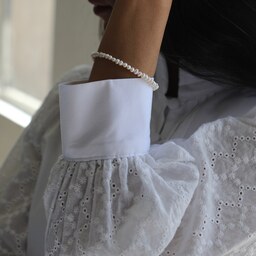 دستبند مروارید  ریز سفید اصل (پرورشی) با قفل نقره از برند الماسین آذر