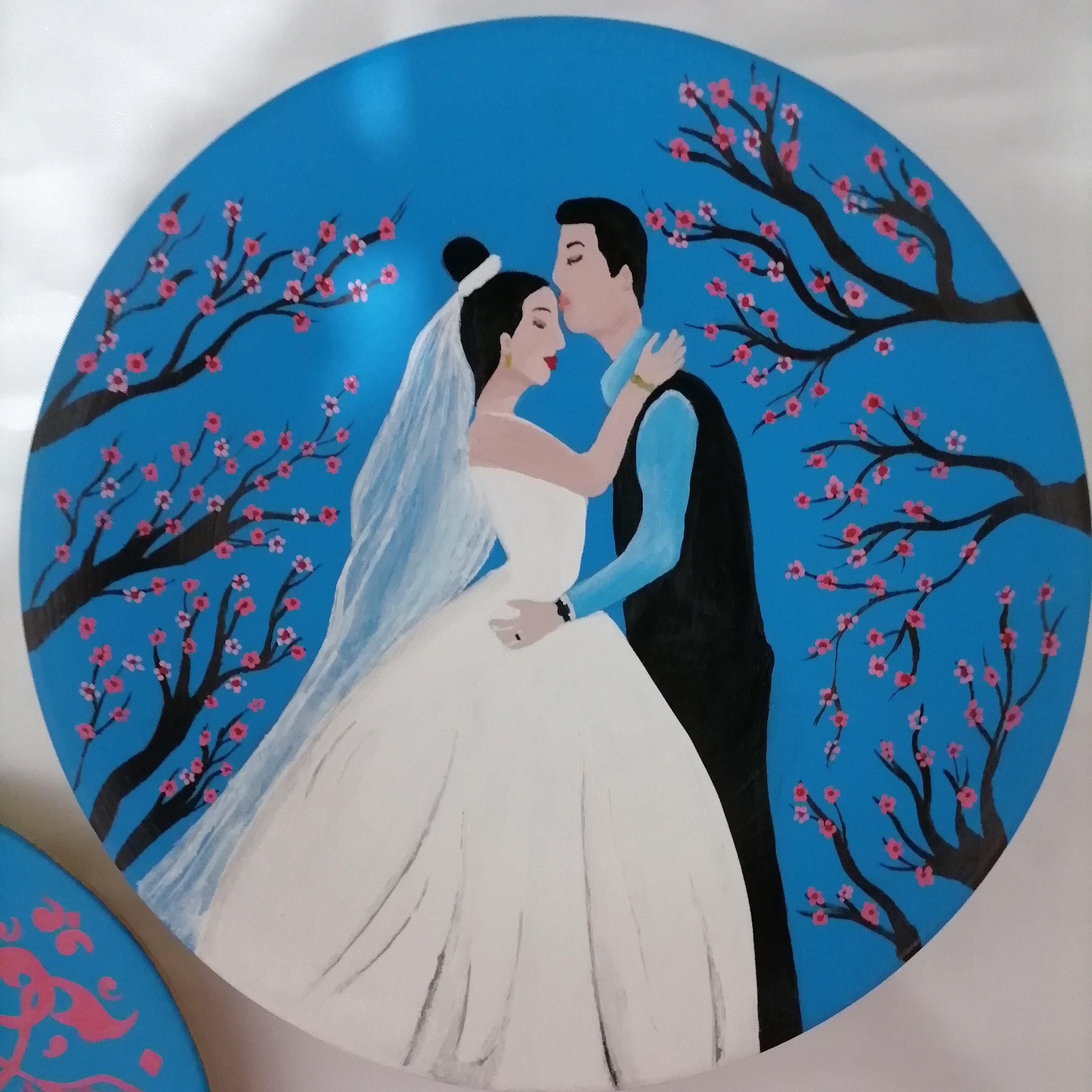 بشقاب  دیوارکوب سه تیکه عروس و داماد، چشم نظر، وان یکاد