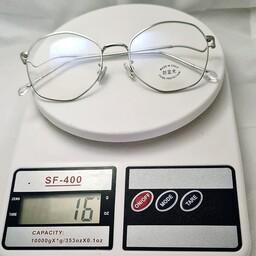 عینک طبی فلزی زنانه و مردانه نقره ای دسته طرح دار