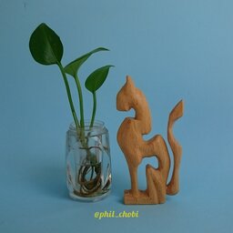 مجسمه چوبی دستساز طرح گربه
