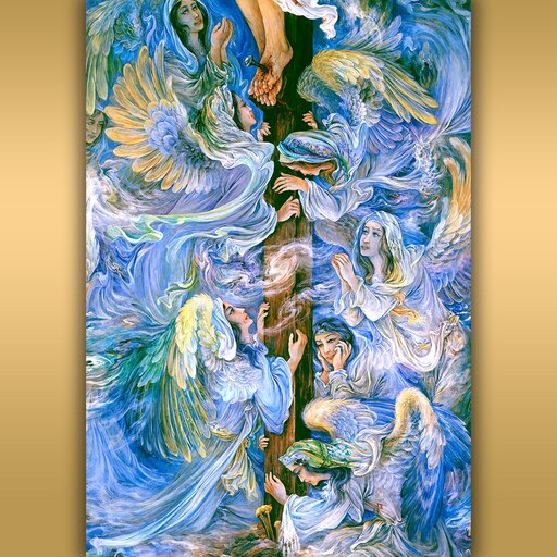تابلو شاسی طرح نقاشی مینیاتور اثر استاد فرشچیان (طوفان مقدس) اندازه 50 در 70