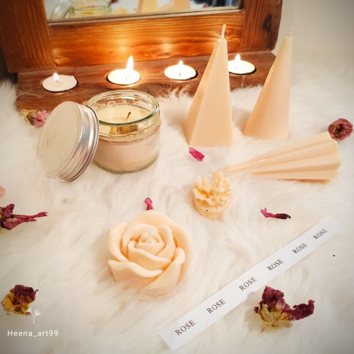 پک شمع بانکه ای و استوانه و گل