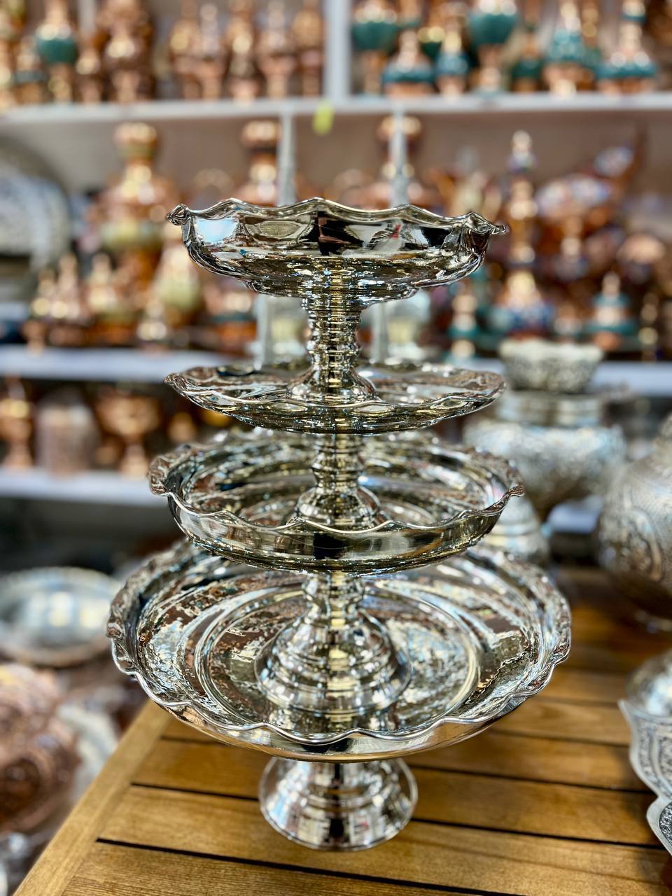 armaghan سرویس پذیرایی مس طرح الماس با آبکاری کروم gifts