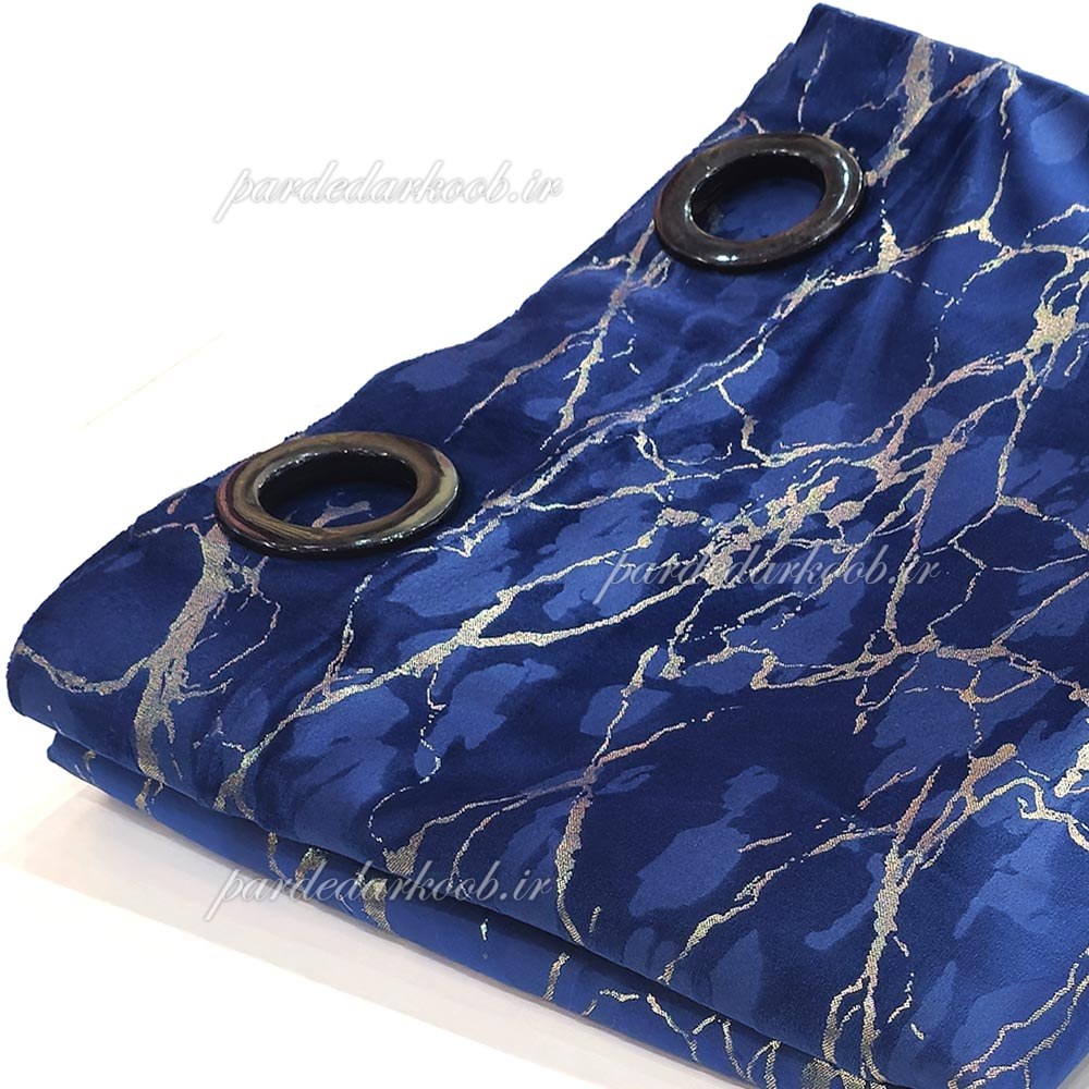 پرده پانچ آماده مخمل طلاکوب سرمه ای ارتفاع 280 سانت