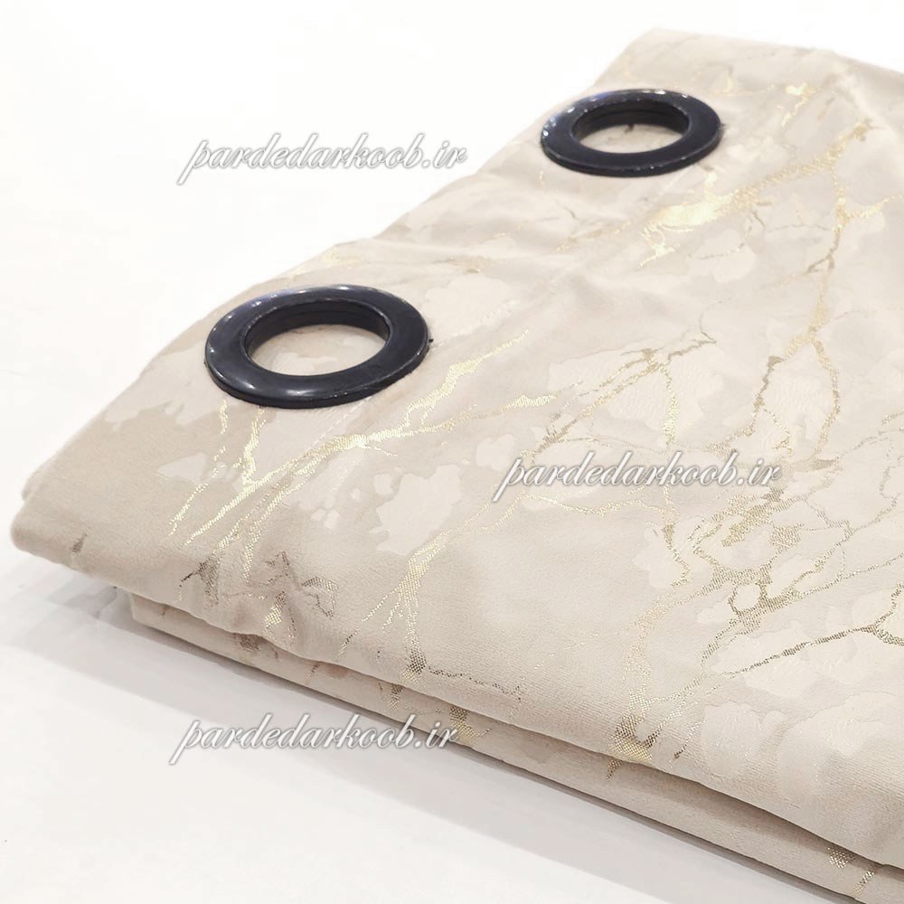 پرده پانچ آماده مخمل طلاکوب کرمی ارتفاع 280 سانت