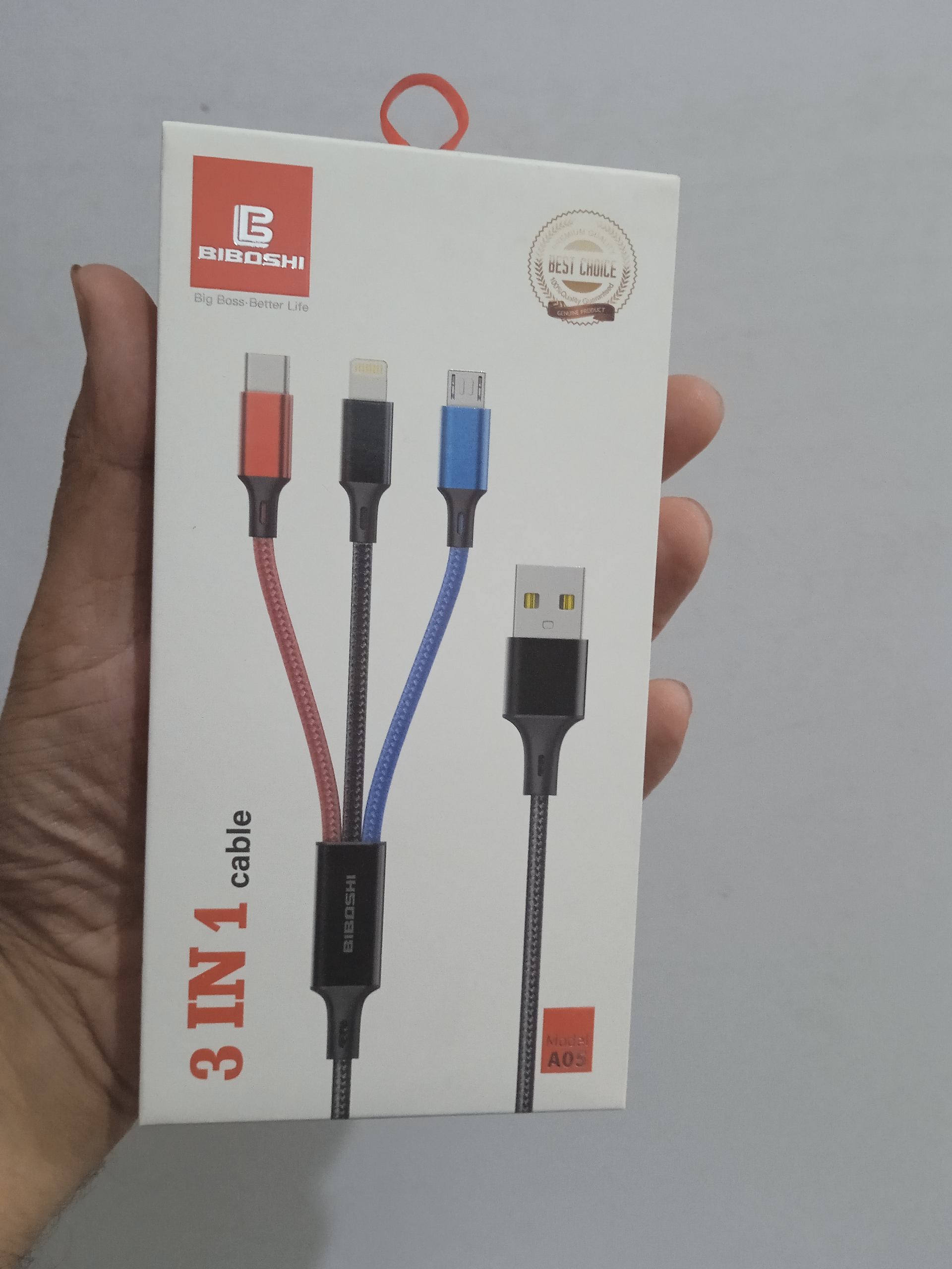 کابل شارژ سه سر بیبوشی مدل BIBOSHI USB To Type-C/Micro USB/Lightning Cable A05