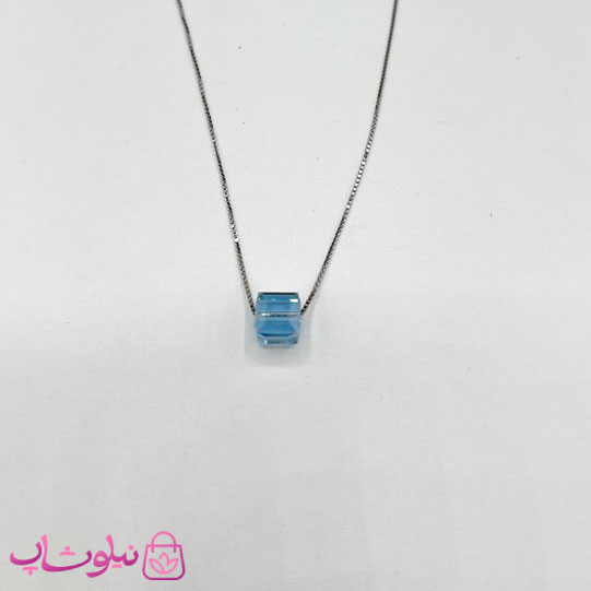 گردنبند زنانه نقره سواروسکی با کریستال آبی کد 530