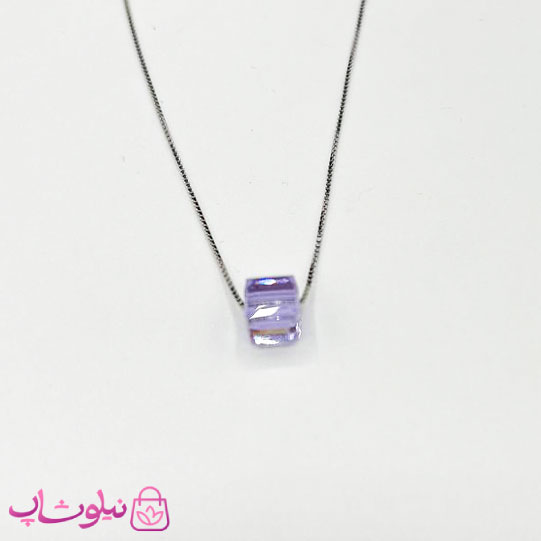 گردنبند زنانه نقره سواروسکی با کریستال بنفش کد 530
