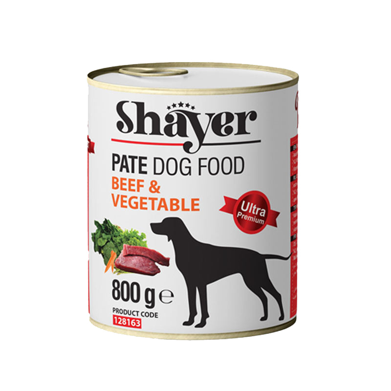 کنسرو پته سگ با طعم گوشت و سبزیجات شایر Shayer Pate With Beef &amp; Vegetable وزن 800 گرم