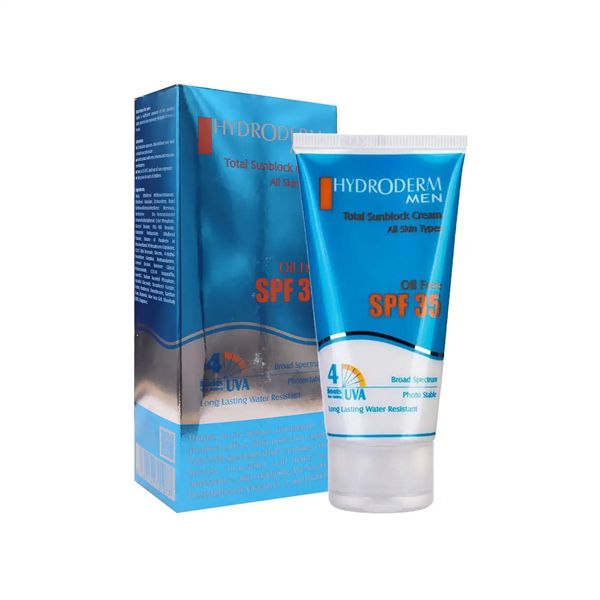کرم ضد آفتاب فاقد چربی SPF35 مردانه هیدرودرم مناسب انواع پوست حجم 50 میلی لیتر - بی رنگ