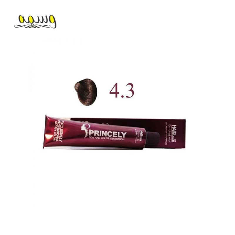 رنگ مو پرنسلی سری طلایی شماره 4.3 قهوه ای طلایی متوسط حجم 120 میل – princely