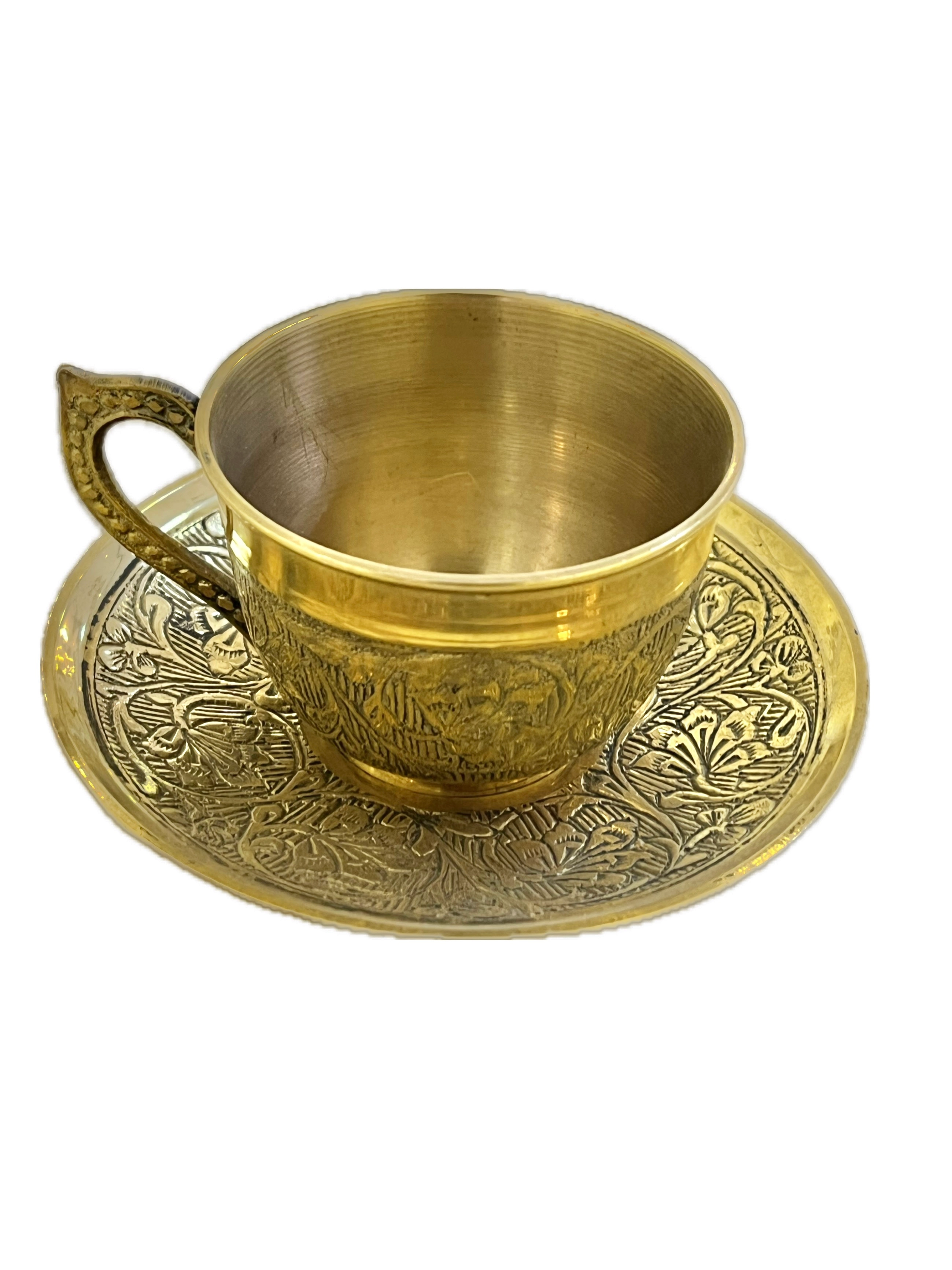 فنجان نعلبکی طرح گل درجه یک برنجی