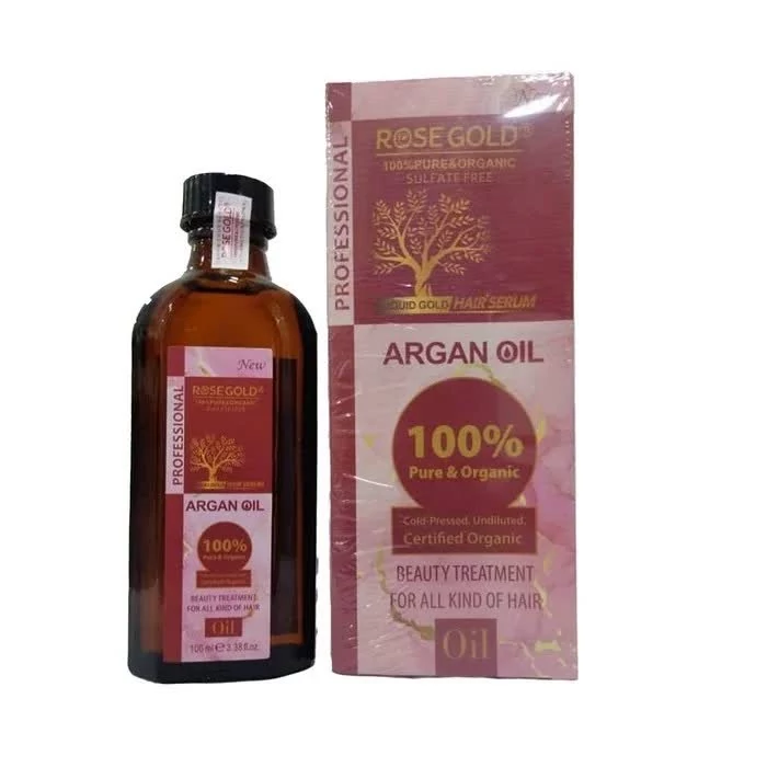 روغن آرگان رزگلد Rose Gold مدل pure and organic  حجم 100 میل