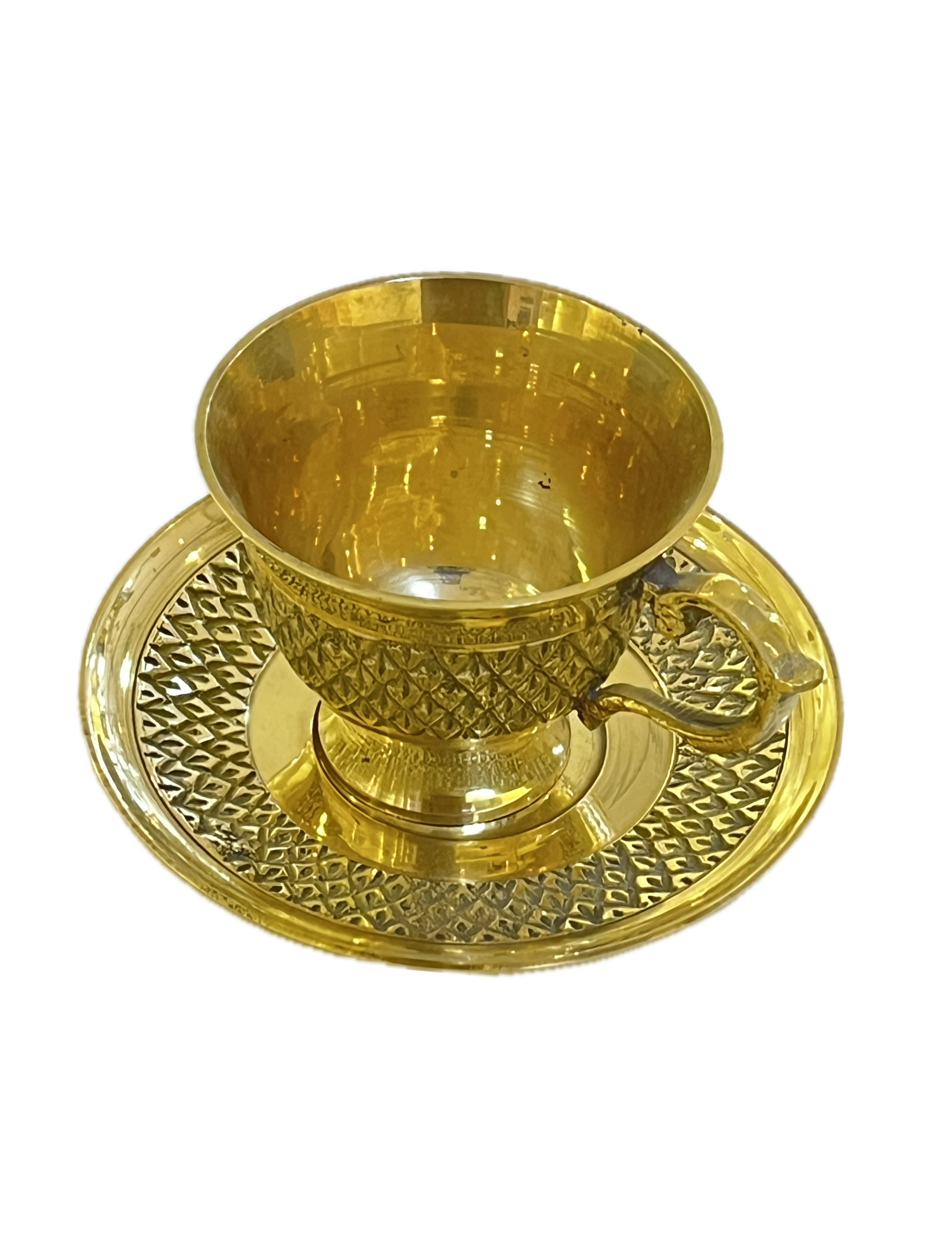 فنجان نعلبکی نگینی جدید برنجی هندی