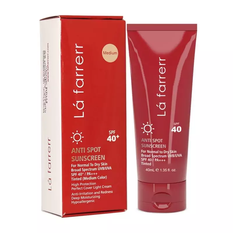 کرم ضد آفتاب و ضد لک رنگی لافارر مدل SPF40 مناسب پوست نرمال و خشک حجم 40 میلی لیتر | بیوتی مال