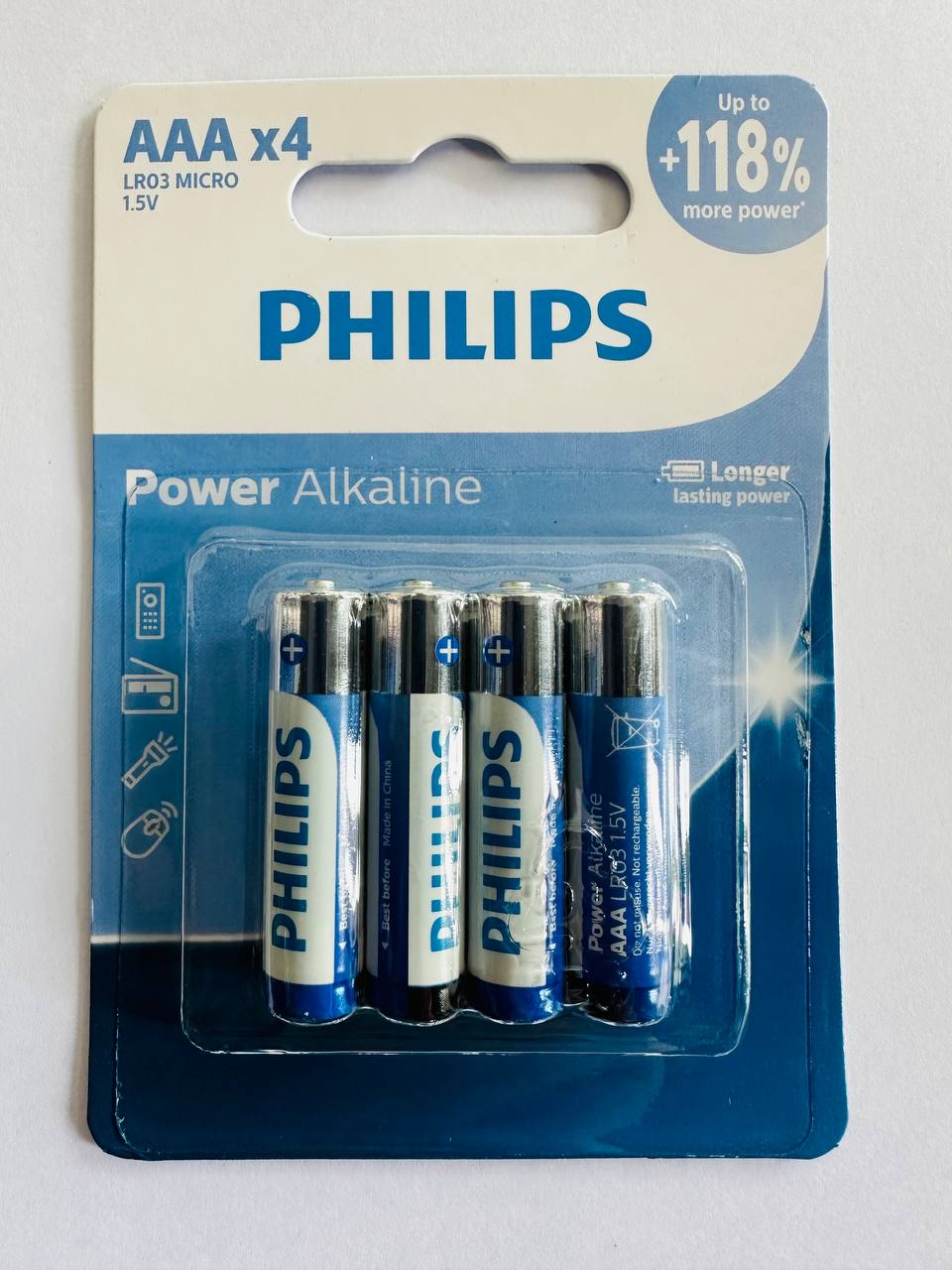 باتری نیم قلمی فیلیپس مدل Power Alkaline بسته 4 عددی