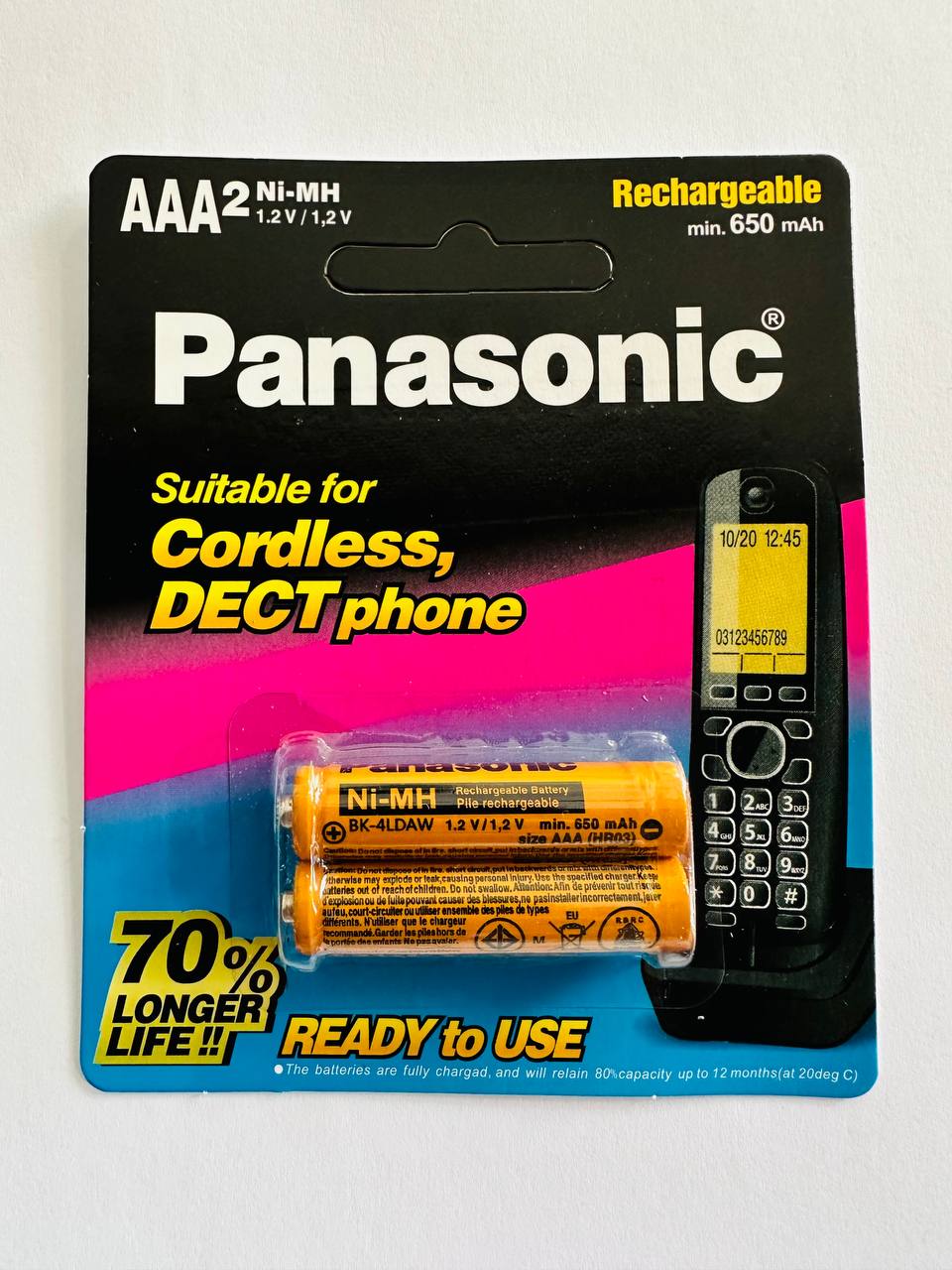 باتری نیم قلمی قابل شارژ پاناسونیک 650mAh