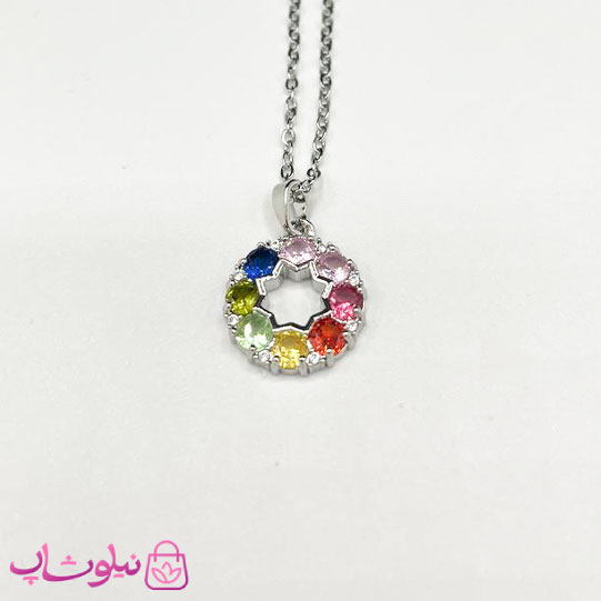 گردنبند زنانه استیل طرح رنگین کمان کد 116