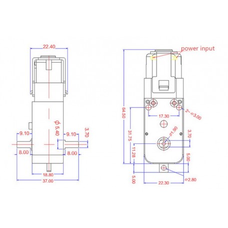 موتور گیربکس پلاستیکی دو طرفه Y1:48 250RPM