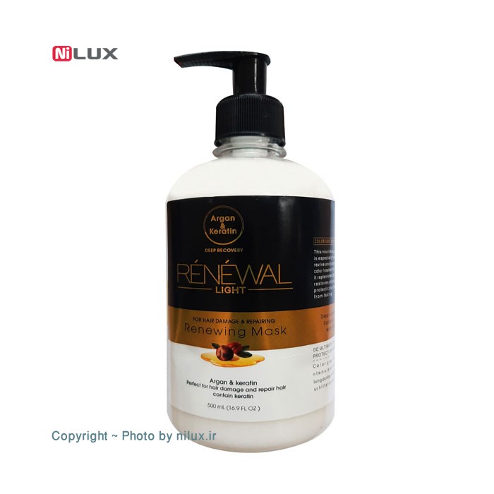 ماسک مو کراتینه رنوال مدل Argan and Keratin حجم 500 میلی لیتر