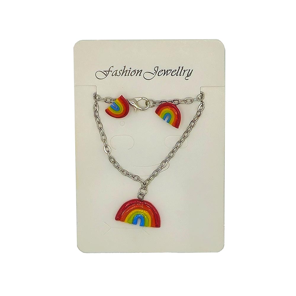 ست گردنبند و گوشواره کودکانه مدل رنگین کمان