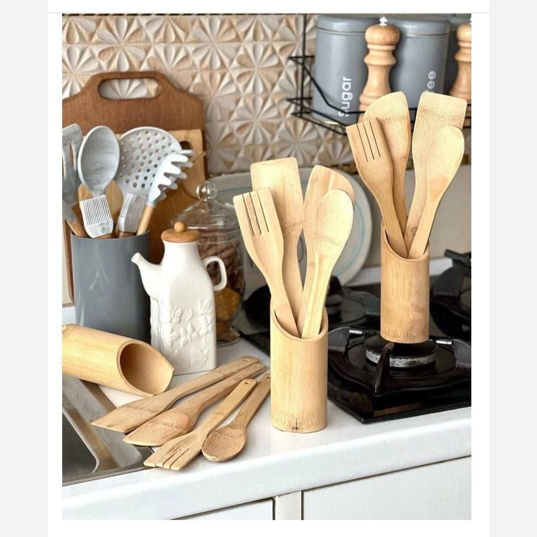 ست کفگیر ملاقه چوبی(بامبو)