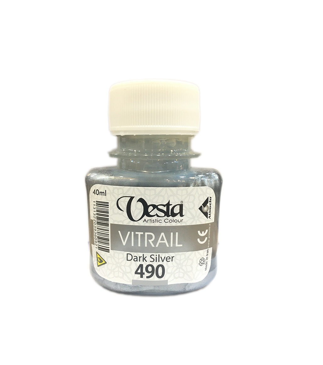 رنگ ویترای متالیک وستا کد 490 Dark Silver حجم 40 میلی لیتر