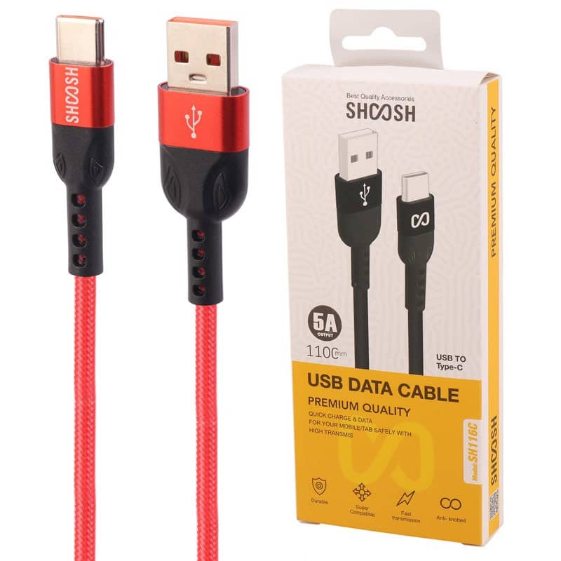 کابل فست شارژ تایپ سی شوش SHOOSH SH-116C 5A 110CM