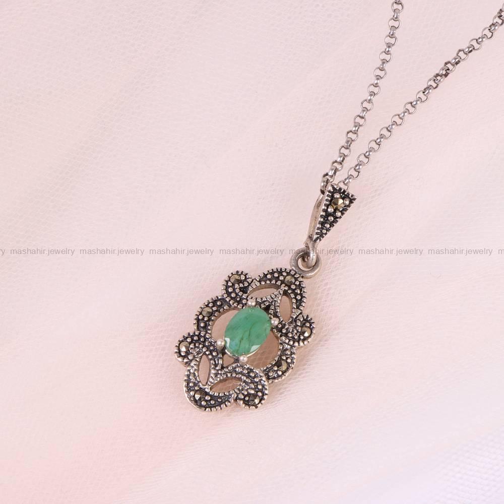 گردنبند زمرد زنانه کد 6050
