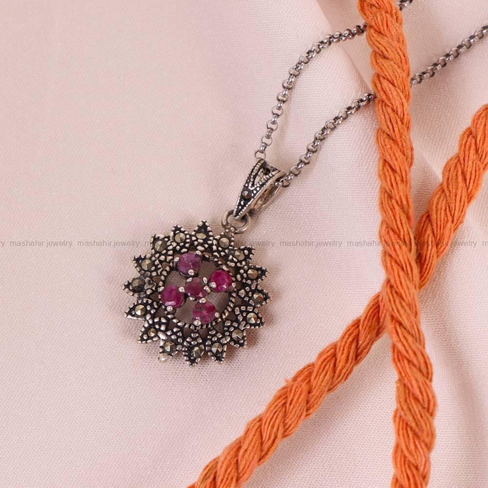 گردنبند یاقوت سرخ زنانه کد 5996