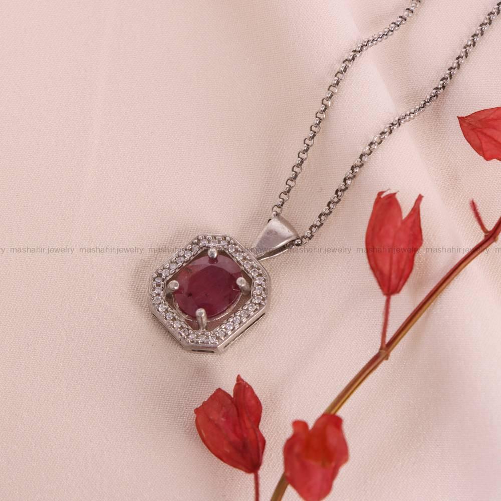 گردنبند یاقوت سرخ زنانه کد 6009
