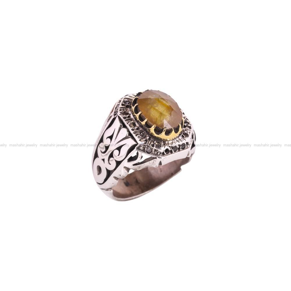 انگشتر یاقوت زرد مردانه کد 4767