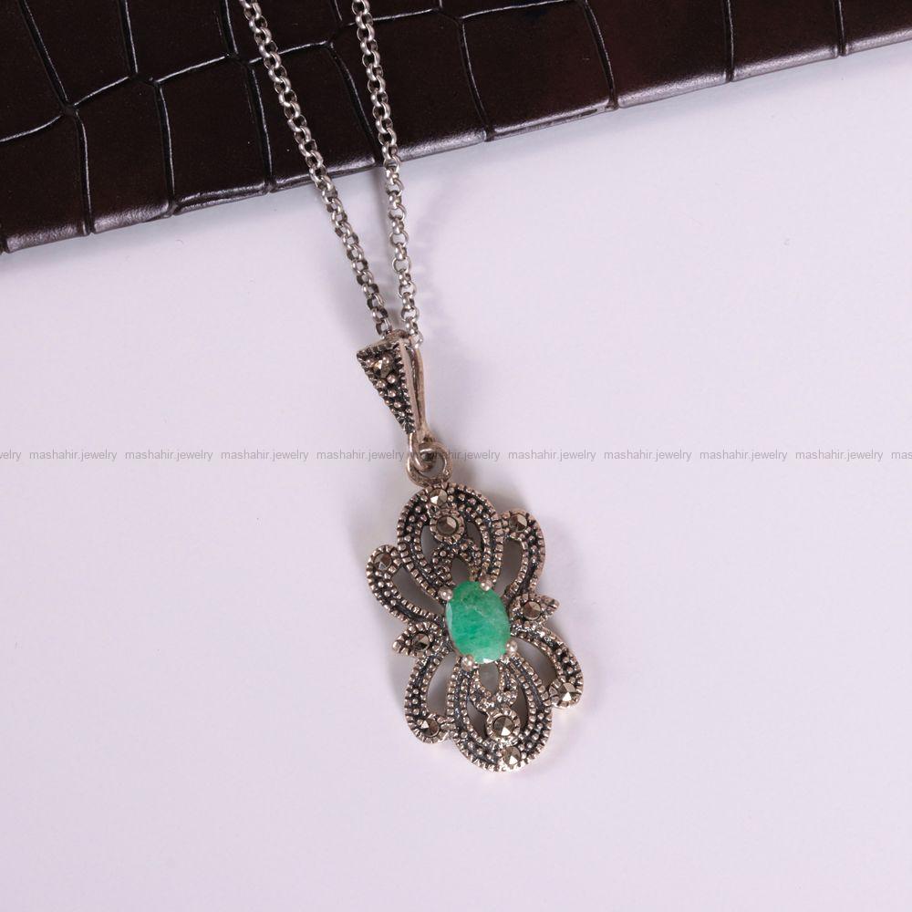 گردنبند زمرد زنانه کد 2569