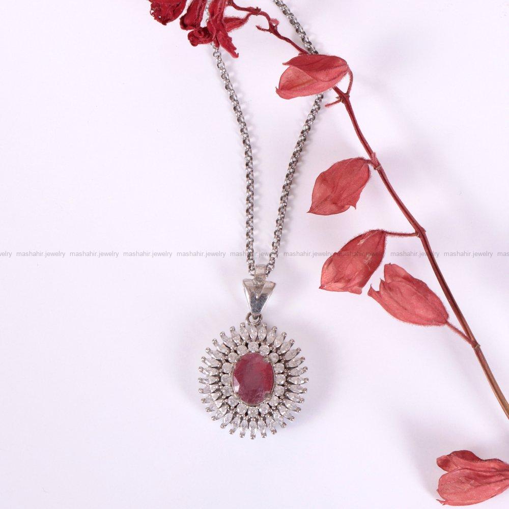گردنبند یاقوت سرخ زنانه کد 2294