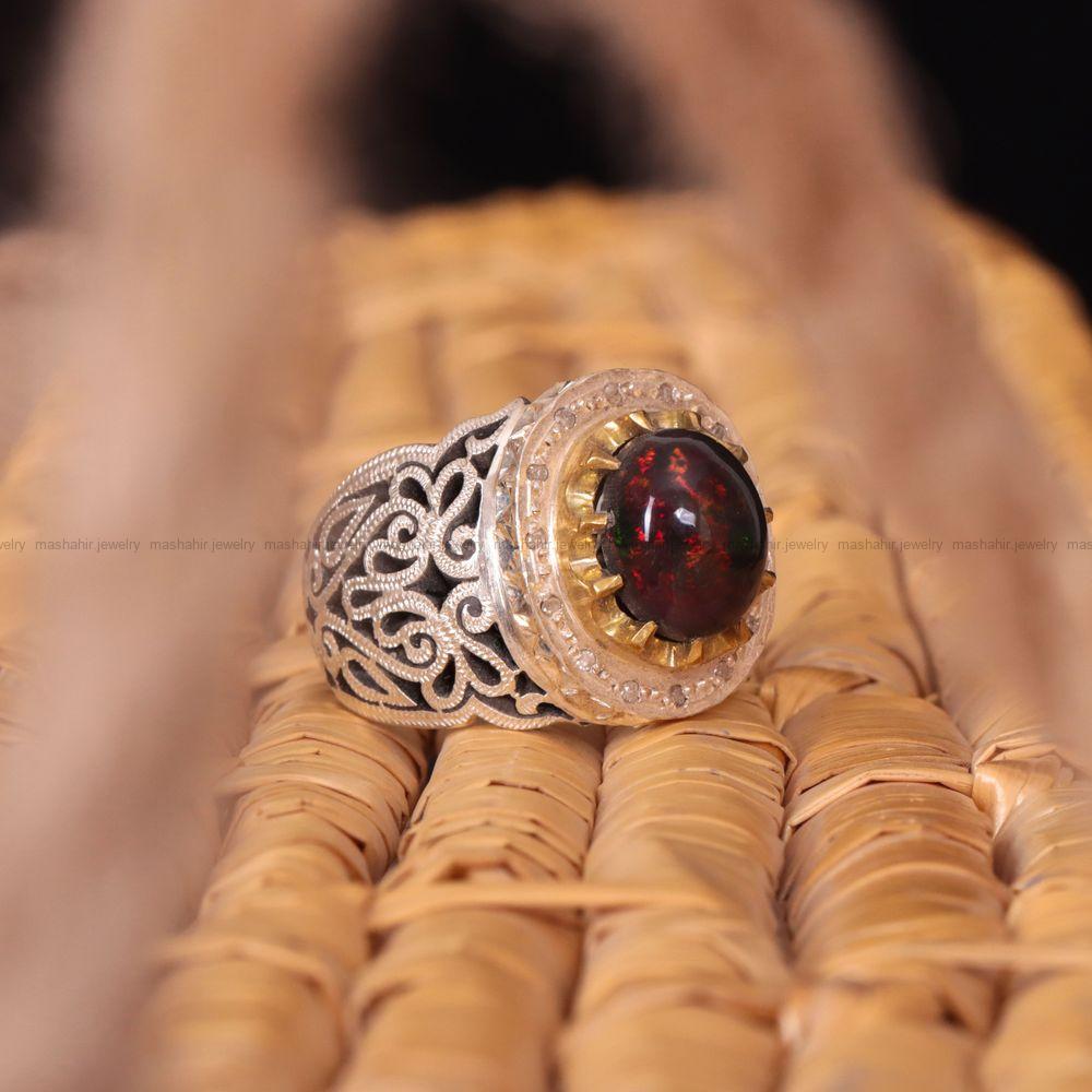 انگشتر اوپال مردانه کد 1445