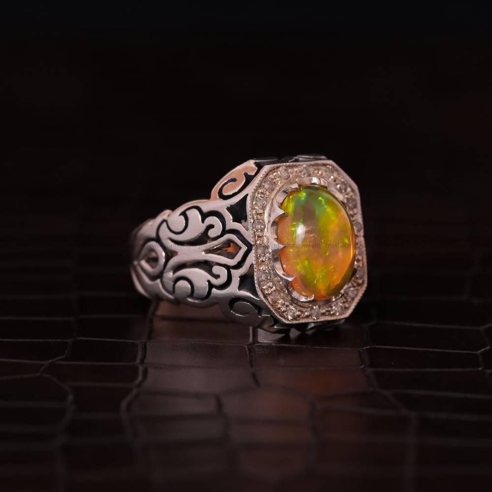 انگشتر اوپال مردانه کد 1527