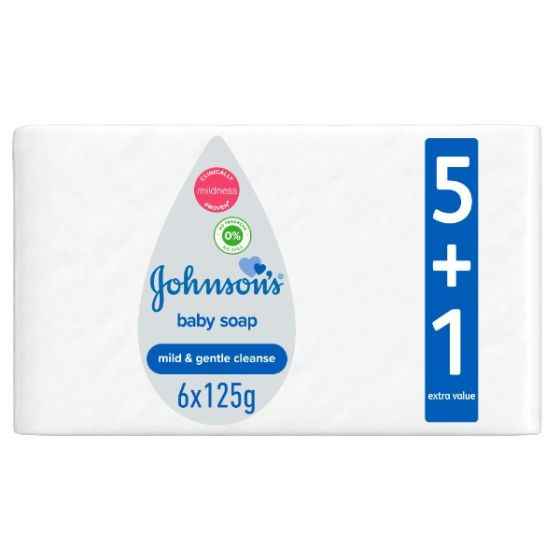 صابون بچه جانسون Johnson’s مدل Mild & Gentle بسته 6 عددی (125 گرمی)