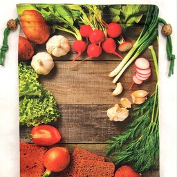پک دو عددی کیسه سبزی و میوه و صیفیجات طرح های زیبا دارای لایه داخلی مخصوص و درب بند دار جمع شو 