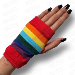 دستکش اسپرت طرح رنگین کمونی لا انگشتی فری سایز