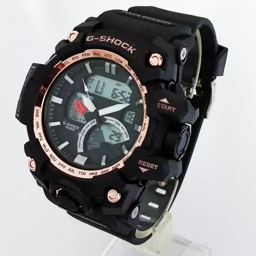 جی شاک مشکی رزگلد جیشاک G-SHOCK ارسال رایگان ساعت اسپرت دوموتوره دوزمانه ضدآب SPORT 