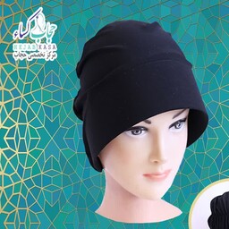 کلاه حجاب مشکی ریون مدل شهرزادی