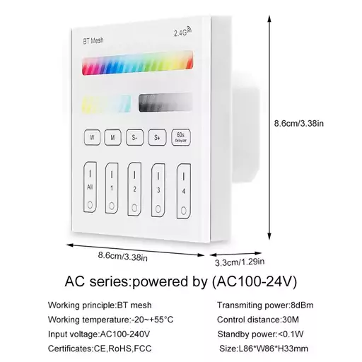 کلید هوشمند بلوتوثی RGB ZJ-TRBM-RGBWC-A