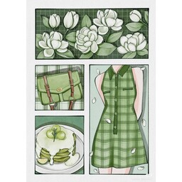 پوستر دختر سبز  مناسب استفاده در اسکرپ بوک و بولت ژورنال و غیره