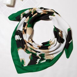 روسری نخی  تابستانه خنک  سبز و کرم پلنگی ana1835  آنالیا اسکارف با ارسال رایگان 