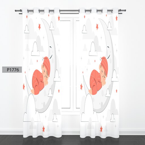 پرده هازان چاپی دو قواره دوخته شده پانچ شده هر قواره عرض 140ارتفاع190کد1776