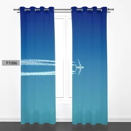 پرده هازان چاپی دو قواره دوخته شده پانچ شده هر قواره عرض 140ارتفاع190کد1086