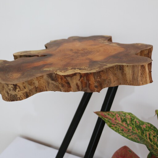 میز روستیک چوبی با پایه فلزی 