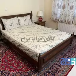 روتختی کشدار تخت دونفره طرح ترک ماربل سفید عرض160