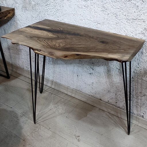 میز تحریر و کار چوب گردو و رزین با پایه فلزی